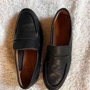 Madewell The Lacey Black Leather Loafers Flats Slim Sole 6.5 Preppy